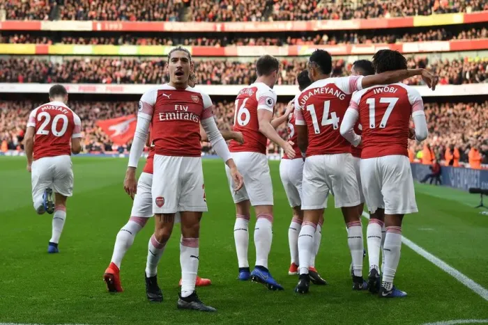 Framed Print : Hector Bellerin Celebrates Arsenal's First Goal Against Tottenham Hotspur (2018-19)