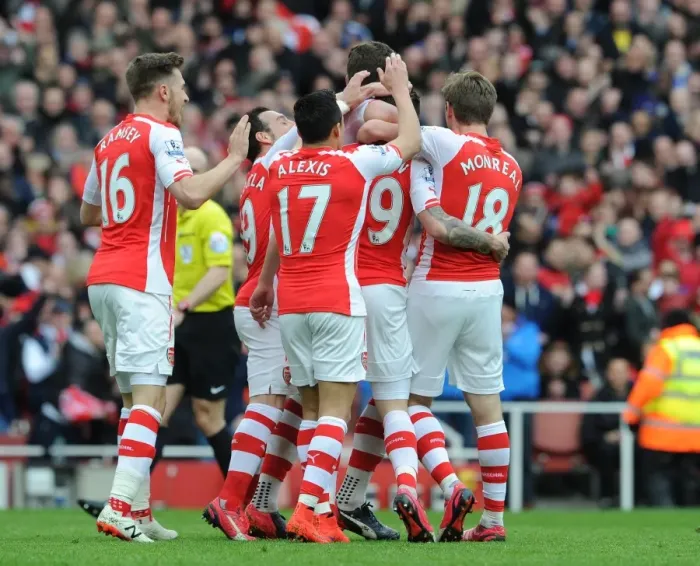 Framed Print : Hector Bellerin celebrates scoring Arsenals 1st goal with his team mates. Arsenal 4 Framed Print : Hector Bellerin celebrates scoring Arsenals 1st goal with his team mates. Arsenal 4