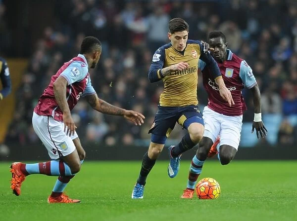 Hector Bellerin Stands Firm: Aston Villa vs Arsenal, Premier League 2015-16 - Bellerin's Determined Defence Against Bacuna and Gana