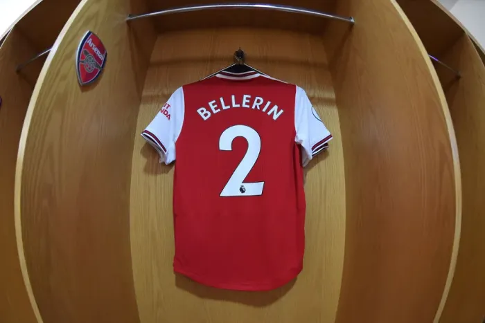 Framed Print : Hector Bellerin: Unwavering Focus and Determination in the Arsenal Changing Room Before Arsenal v Everton (2019-20)