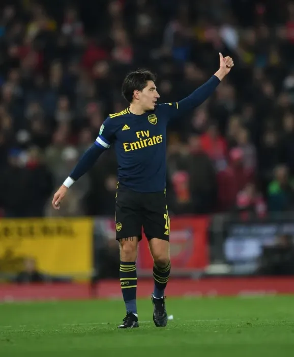 Framed Print : Hector Bellerin vs. Liverpool: A Carabao Cup Battle at Anfield Framed Print : Hector Bellerin vs. Liverpool: A Carabao Cup Battle at Anfield