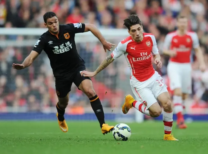 Framed Print : Hector Bellerin's Agile Moves: Outsmarting Hatem Ben Arfa during the Arsenal vs. Hull City Match (2014-15) Framed Print : Hector Bellerin's Agile Moves: Outsmarting Hatem Ben Arfa during the Arsenal vs. Hull City Match (2014-15)