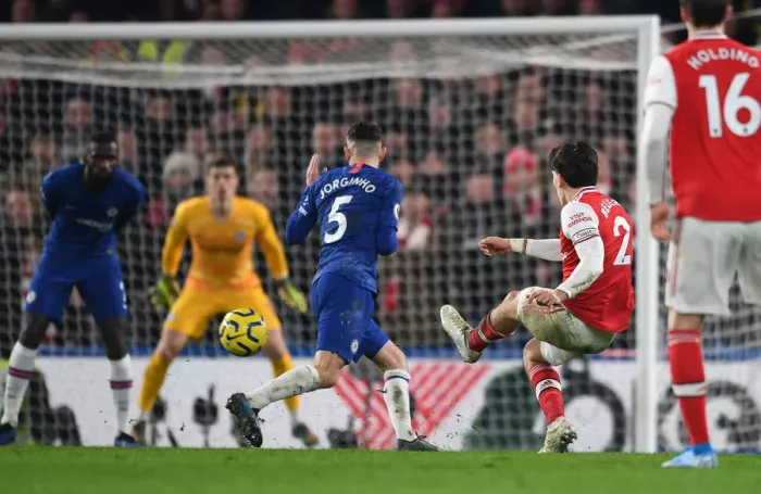 Framed Print : Hector Bellerin's Stunning Goal: Arsenal's Victory Moment vs. Chelsea, Premier League 2019-20 Framed Print : Hector Bellerin's Stunning Goal: Arsenal's Victory Moment vs. Chelsea, Premier League 2019-20