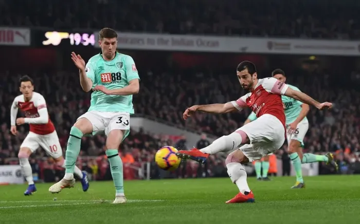 Framed Print : Henrikh Mkhitaryan (Arsenal) Chris Mepham (Bournemouth) Framed Print : Henrikh Mkhitaryan (Arsenal) Chris Mepham (Bournemouth)