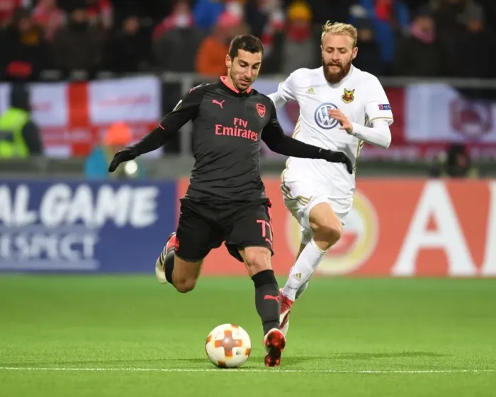 Framed Print : Henrikh Mkhitaryan vs Curtis Edwards: Battle in the Europa League between Ostersunds and Arsenal Framed Print : Henrikh Mkhitaryan vs Curtis Edwards: Battle in the Europa League between Ostersunds and Arsenal