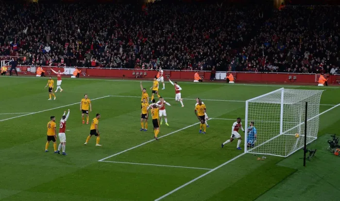 Framed Print : Henrikh Mkhitaryan's Goal Celebration: Arsenal FC vs. Wolverhampton Wanderers, Premier League 2018-19