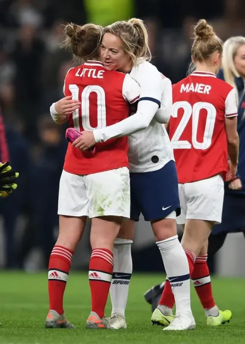 Framed Print : Hug it Out: Kim Little and Gemma Davison Embrace After Intense Tottenham Hotspur vs. Arsenal FA Womens Super League Match Framed Print : Hug it Out: Kim Little and Gemma Davison Embrace After Intense Tottenham Hotspur vs. Arsenal FA Womens Super League Match