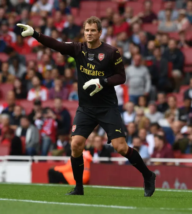 Framed Print : Iconic Clash: Jens Lehmann for Arsenal vs Real Madrid Legends
