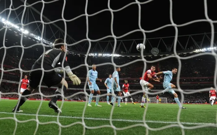 Framed Print : Ignasi Miquel Scores Arsenal's Fifth Goal Against Coventry in Capital One Cup