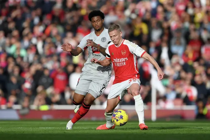 Framed Print : Intense Battle for the Ball: Arsenal vs Sheffield United - Premier League 2023-24