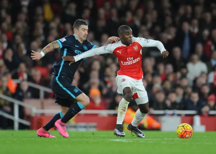 Framed Print : Intense Battle: Campbell vs Kolarov at Arsenal vs Manchester City (2015-16) Framed Print : Intense Battle: Campbell vs Kolarov at Arsenal vs Manchester City (2015-16)