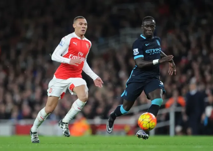 Framed Print : Intense Battle: Kieran Gibbs vs. Bacary Sagna - Arsenal vs Manchester City (December 2015)