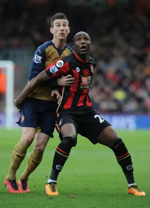 Framed Print : Intense Battle: Laurent Koscielny vs Benik Afobe at Bournemouth's The Vitality Stadium (Arsenal vs Bournemouth 2015-16) Framed Print : Intense Battle: Laurent Koscielny vs Benik Afobe at Bournemouth's The Vitality Stadium (Arsenal vs Bournemouth 2015-16)