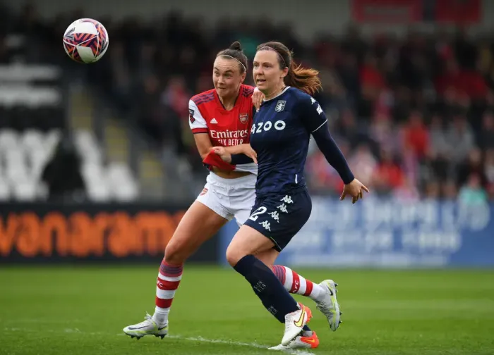 Framed Print : Intense Battle for Possession: Arsenal vs. Aston Villa in FA WSL Showdown Framed Print : Intense Battle for Possession: Arsenal vs. Aston Villa in FA WSL Showdown