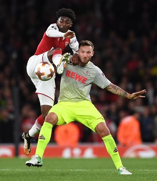 Intense Clash: Ainsley Maitland-Niles vs Marco Hoger - Arsenal vs FC Köln, UEFA Europa League (2017-18)