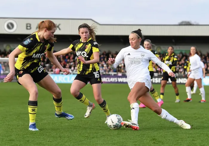 Framed Print : Intense Clash: Arsenal Women vs. Watford Women in FA Cup Fourth Round