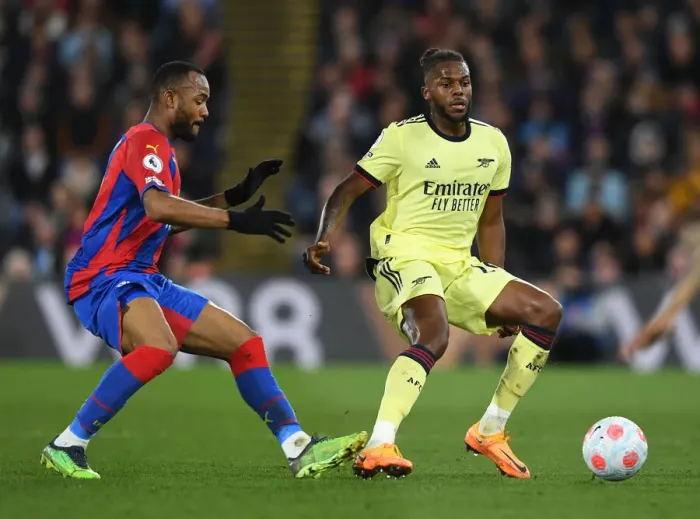 Framed Print : Intense Clash: Nuno Tavares vs. Jordan Ayew - Battle of the Premier League Titans at Selhurst Park