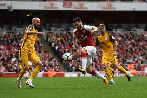 Intense Clash: Sead Kolasinac vs. Bruno Saltor in Arsenal vs. Brighton Premier League Match