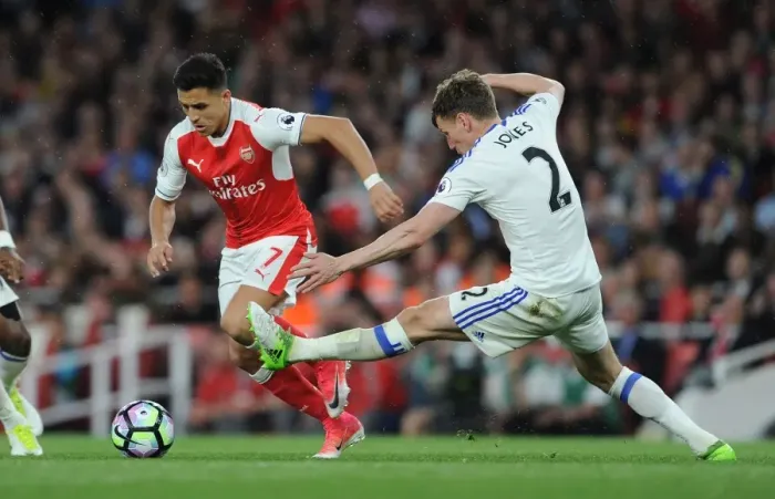 Framed Print : Intense Face-Off: Alexis Sanchez vs. Billy Jones - Premier League Battle Framed Print : Intense Face-Off: Alexis Sanchez vs. Billy Jones - Premier League Battle