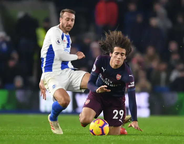 Framed Print : Intense Moment: Guendouzi Tripped by Murray in Premier League Clash between Brighton and Arsenal (2018-19) Framed Print : Intense Moment: Guendouzi Tripped by Murray in Premier League Clash between Brighton and Arsenal (2018-19)