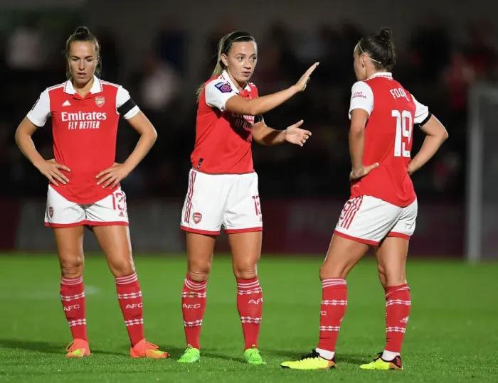 Framed Print : Intense Moment: McCabe and Foord in Deep Conversation during Arsenal WFC vs Brighton & Hove Albion WFC FA WSL Match Framed Print : Intense Moment: McCabe and Foord in Deep Conversation during Arsenal WFC vs Brighton & Hove Albion WFC FA WSL Match