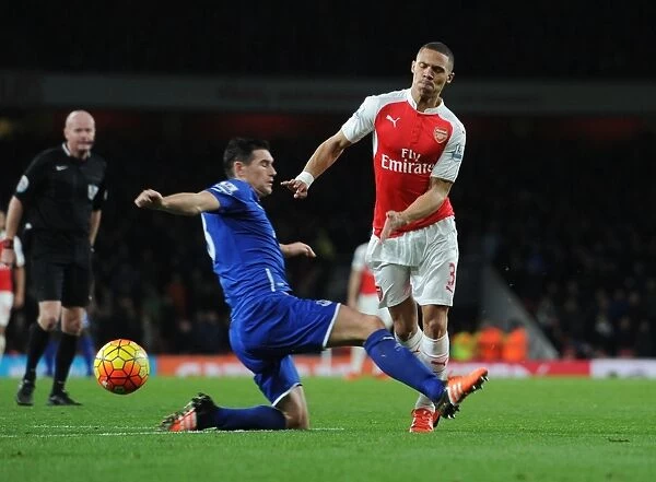 Intense Premier League Clash: Kieran Gibbs Fouls Gareth Barry (Arsenal vs. Everton, 2015 / 16)