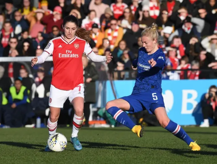 Framed Print : Intense Rivalry: Arsenal vs. Chelsea - A Battle in the FA Women's Super League Framed Print : Intense Rivalry: Arsenal vs. Chelsea - A Battle in the FA Women's Super League