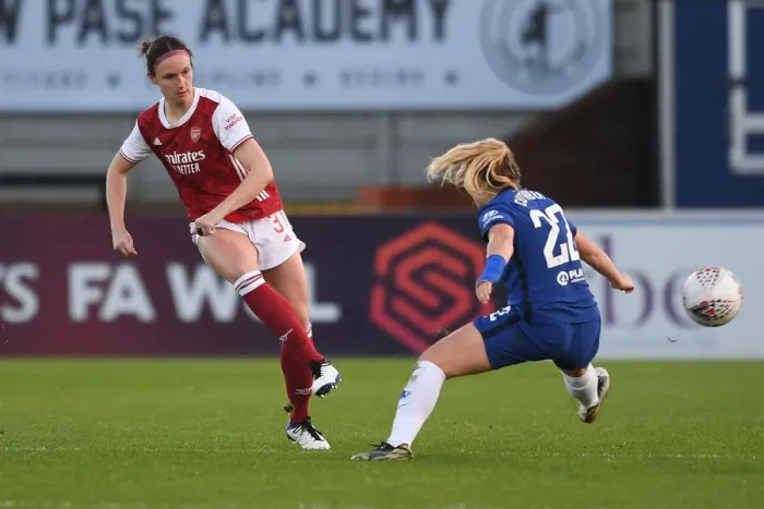Framed Print : Intense Rivalry: Arsenal Women vs. Chelsea Women Clash in FA WSL Match