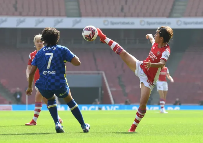 Framed Print : Intense Rivalry: Arsenal Women vs. Chelsea Women Battle it Out in FA WSL Match
