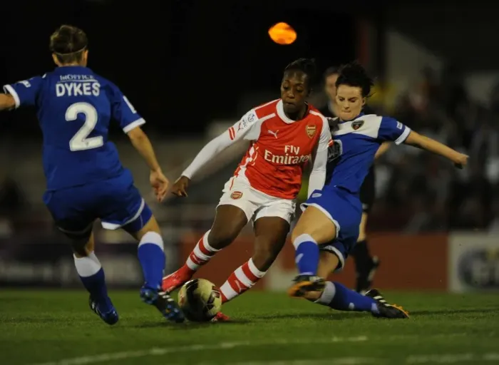 Framed Print : Intense Rivalry: Carter, Dykes, and Matthews Go Head-to-Head in Arsenal Ladies vs. Bristol Academy Clash Framed Print : Intense Rivalry: Carter, Dykes, and Matthews Go Head-to-Head in Arsenal Ladies vs. Bristol Academy Clash