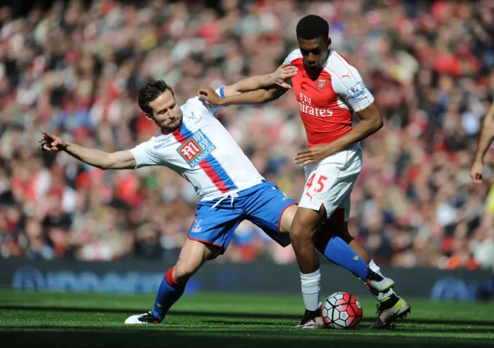 Framed Print : Intense Rivalry: Iwobi vs. Cabaye Clash in Arsenal vs. Crystal Palace Premier League Showdown