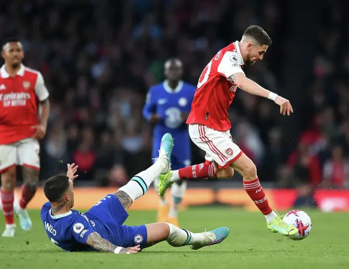 Framed Print : Intense Rivalry: Jorginho vs. Fernandez Battle in Arsenal vs. Chelsea Premier League Showdown (2022-23) Framed Print : Intense Rivalry: Jorginho vs. Fernandez Battle in Arsenal vs. Chelsea Premier League Showdown (2022-23)