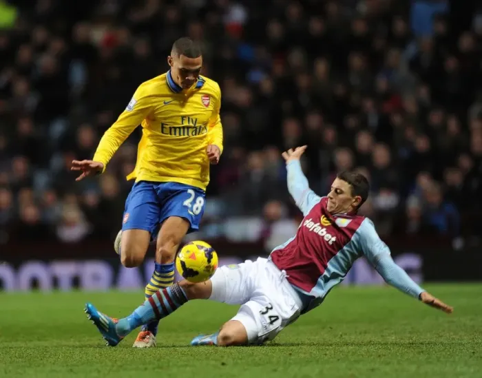 Framed Print : Intense Rivalry: Kieran Gibbs vs. Matthew Lowton at Villa Park