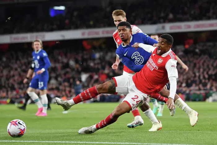Framed Print : Intense Rivalry: Nelson vs. Fofana Clash - Arsenal vs. Chelsea in the Premier League (2022-23) Framed Print : Intense Rivalry: Nelson vs. Fofana Clash - Arsenal vs. Chelsea in the Premier League (2022-23)