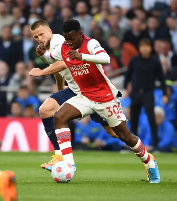 Framed Print : Intense Rivalry: Nketiah vs. Dier - Arsenal vs. Tottenham Clash (2021-22)