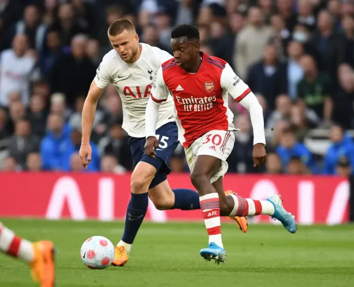 Framed Print : Intense Rivalry: Nketiah vs. Dier - Arsenal vs. Tottenham Premier League Showdown