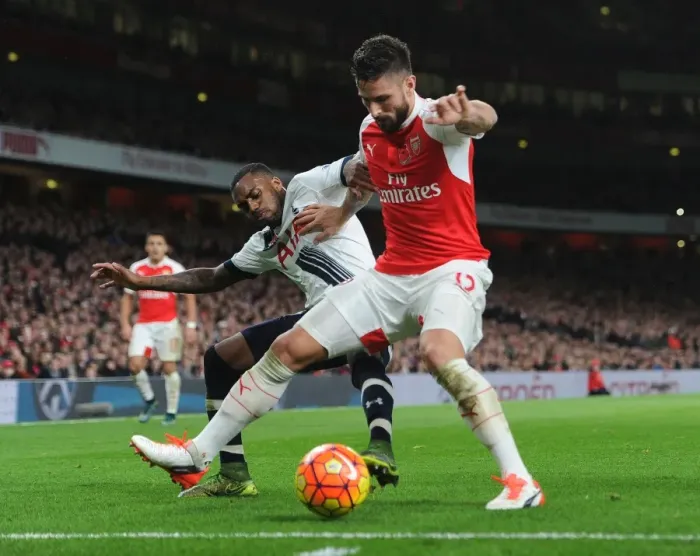 Framed Print : Intense Rivalry: Olivier Giroud vs. Danny Rose Battle at Arsenal vs. Tottenham (2015-16) Framed Print : Intense Rivalry: Olivier Giroud vs. Danny Rose Battle at Arsenal vs. Tottenham (2015-16)