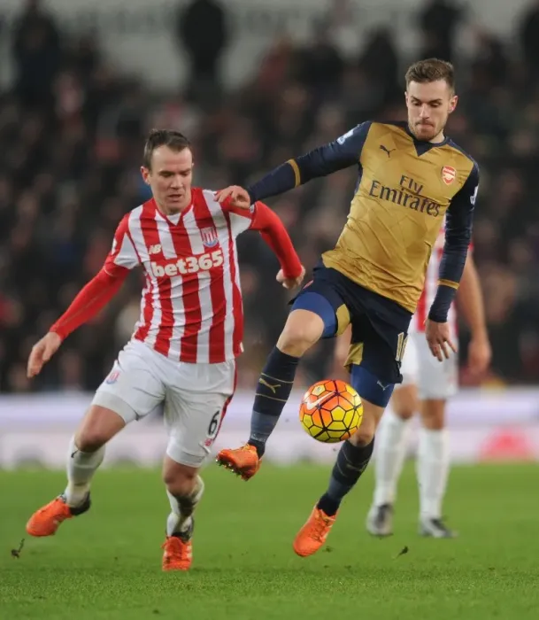 Framed Print : Intense Rivalry: Ramsey vs. Whelan at The Britania Stadium - Arsenal vs. Stoke City, Premier League, 2016