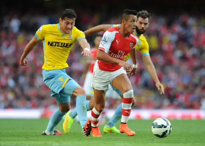 Framed Print : Intense Rivalry: Sanchez vs. Ward - Arsenal vs. Crystal Palace Face-Off
