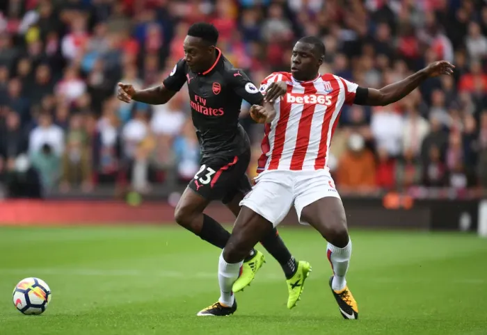 Framed Print : Intense Rivalry: Welbeck vs Zouma Clash in Stoke City vs Arsenal (2017-18) Framed Print : Intense Rivalry: Welbeck vs Zouma Clash in Stoke City vs Arsenal (2017-18)