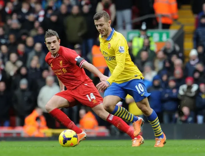 Framed Print : Intense Rivalry: Wilshere vs. Henderson Duel at Anfield, 2013-14 Premier League Framed Print : Intense Rivalry: Wilshere vs. Henderson Duel at Anfield, 2013-14 Premier League