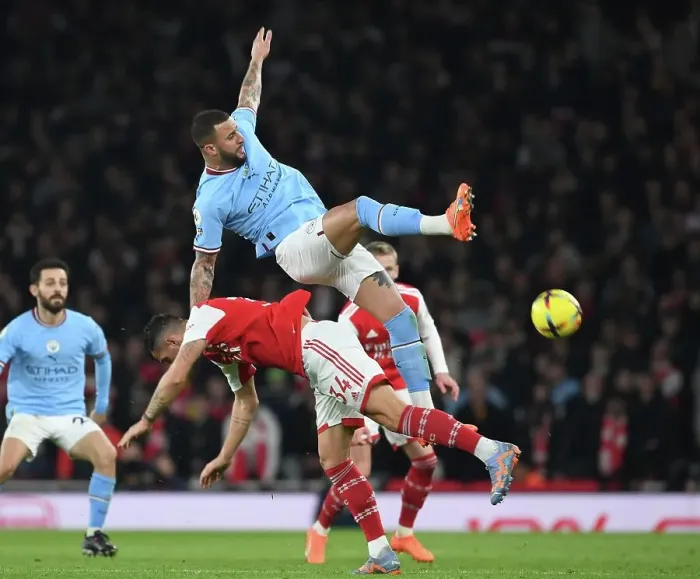 Framed Print : Intense Rivalry: Xhaka vs Walker - Arsenal vs Manchester City: A Battle at Emirates Framed Print : Intense Rivalry: Xhaka vs Walker - Arsenal vs Manchester City: A Battle at Emirates