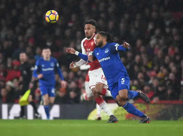Framed Print : Intense Showdown: Aubameyang vs. Williams in Arsenal's Battle Against Everton Framed Print : Intense Showdown: Aubameyang vs. Williams in Arsenal's Battle Against Everton