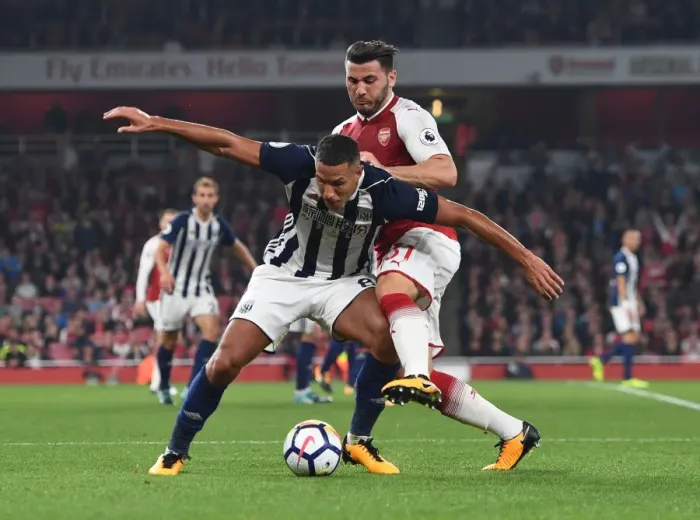 Framed Print : Intense Tackle: Sead Kolasinac vs Jake Livermore - Arsenal vs West Bromwich Albion, Premier League 2017-18 Framed Print : Intense Tackle: Sead Kolasinac vs Jake Livermore - Arsenal vs West Bromwich Albion, Premier League 2017-18