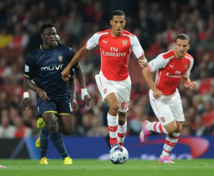 Framed Print : Isaac Hayden Outwits Victor Wanyama: Arsenal's Midfield Masterclass vs Southampton (2014) Framed Print : Isaac Hayden Outwits Victor Wanyama: Arsenal's Midfield Masterclass vs Southampton (2014)