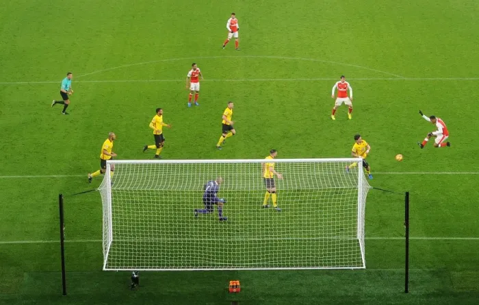 Framed Print : Iwobi Scores: Arsenal vs. Watford, Premier League 2016-17 Framed Print : Iwobi Scores: Arsenal vs. Watford, Premier League 2016-17
