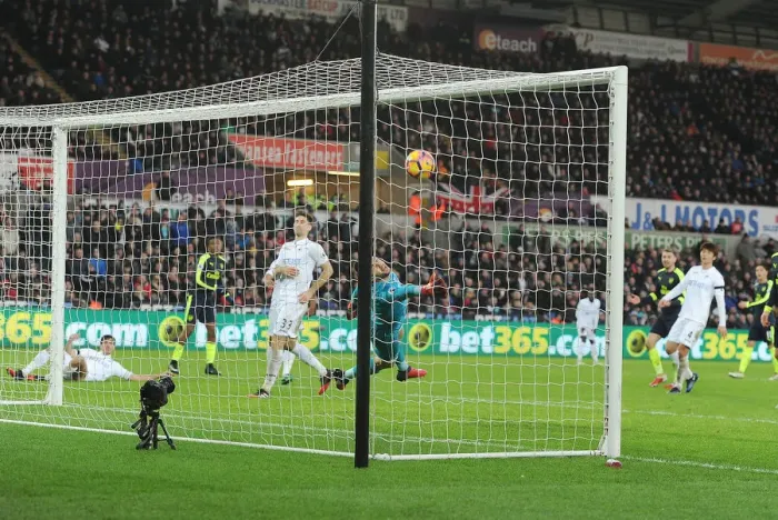 Framed Print : Iwobi Scores Deflected Goal Against Former Team-Mate Fabianski for Arsenal at Swansea