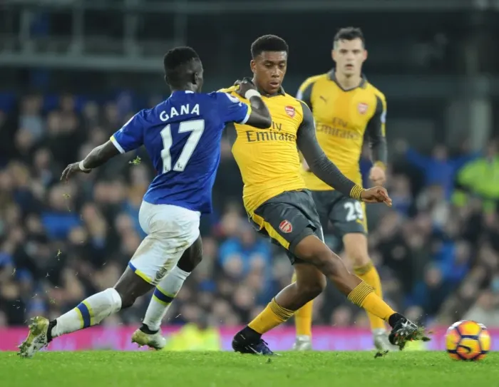 Framed Print : Iwobi vs. Gueye: Battle at Goodison Park - Everton vs. Arsenal, Premier League 2016-17