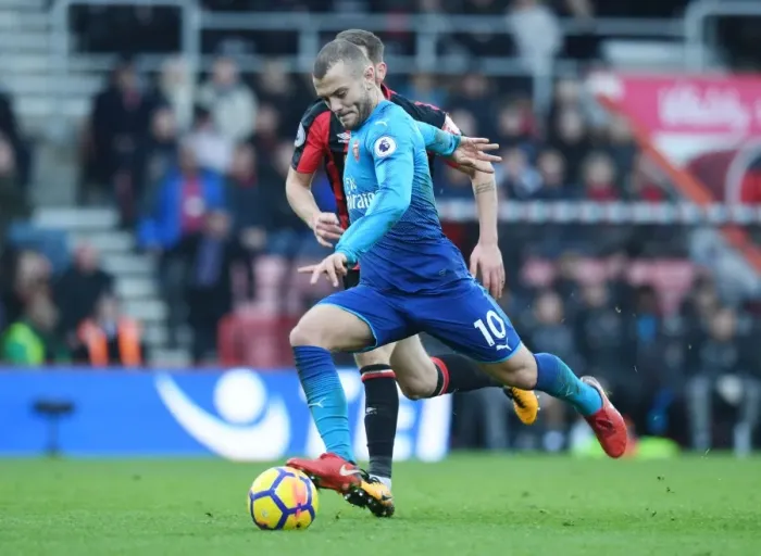 Framed Print : Jack Wilshere in Action: AFC Bournemouth vs Arsenal, Premier League 2017-18