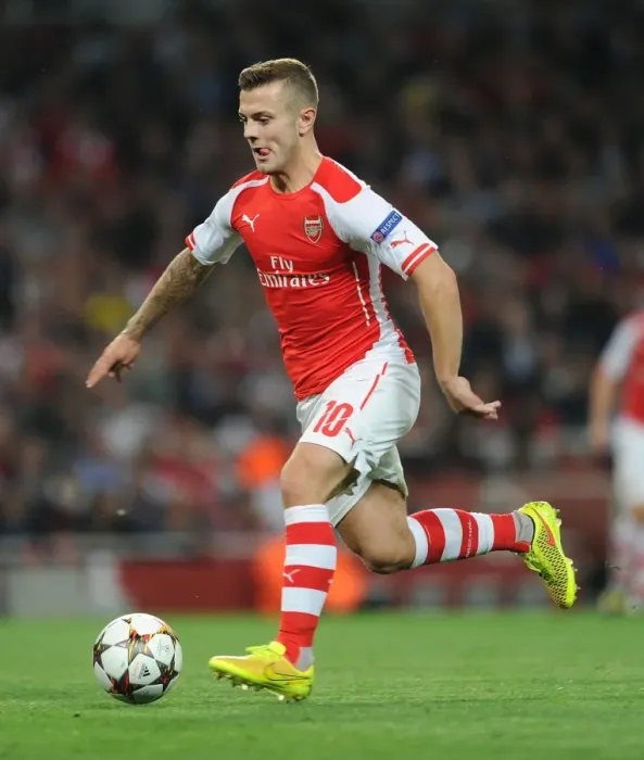 Framed Print : Jack Wilshere in Action: Arsenal FC vs Besiktas JK, UEFA Champions League Qualifiers, 2014
